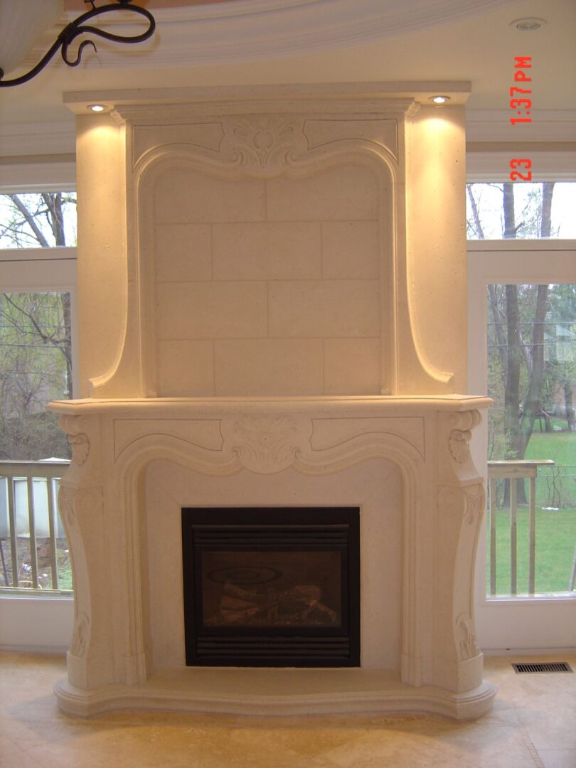 A Fireplace With White Color Details