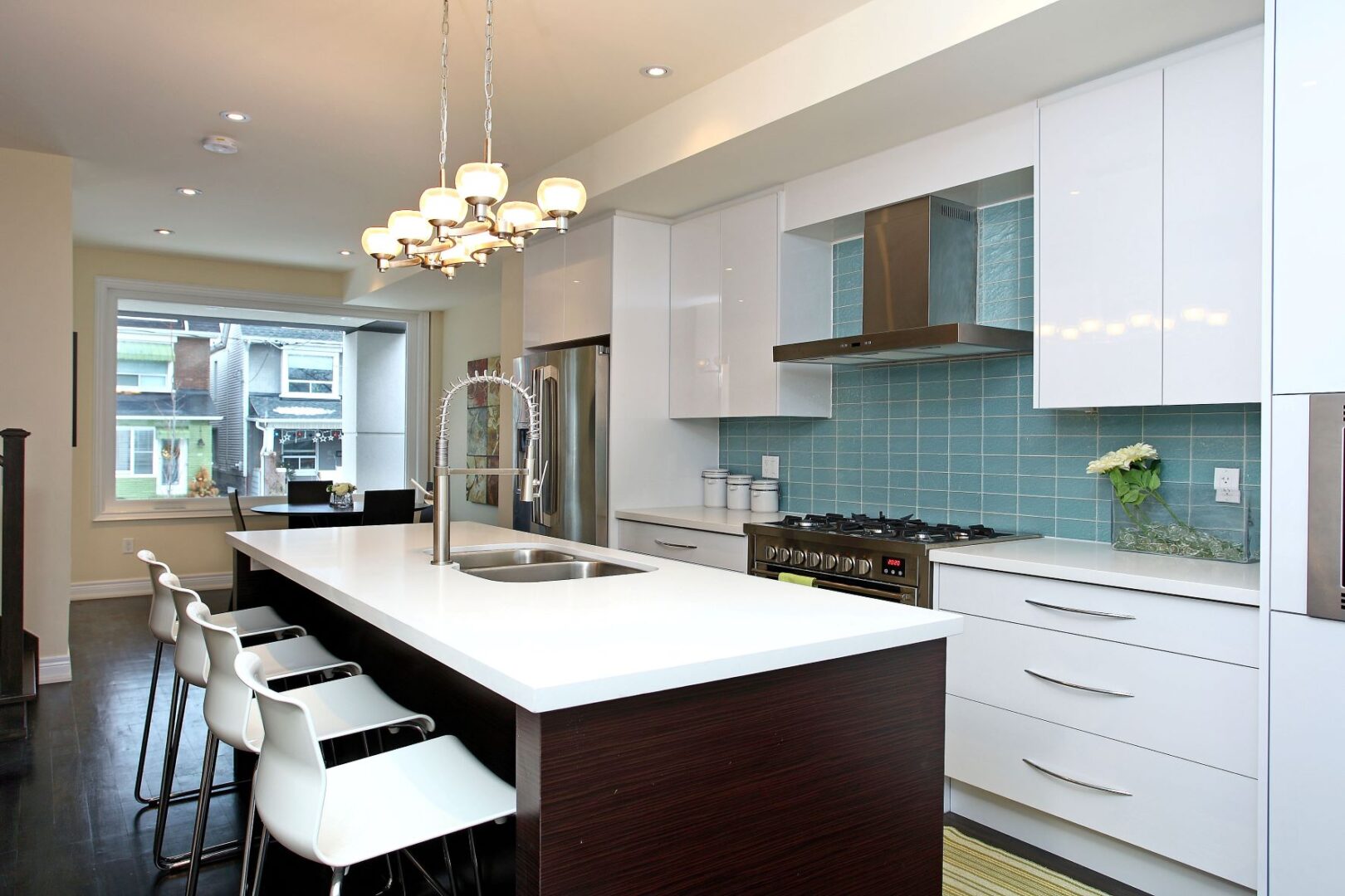 a neat and clean kitchen with an island