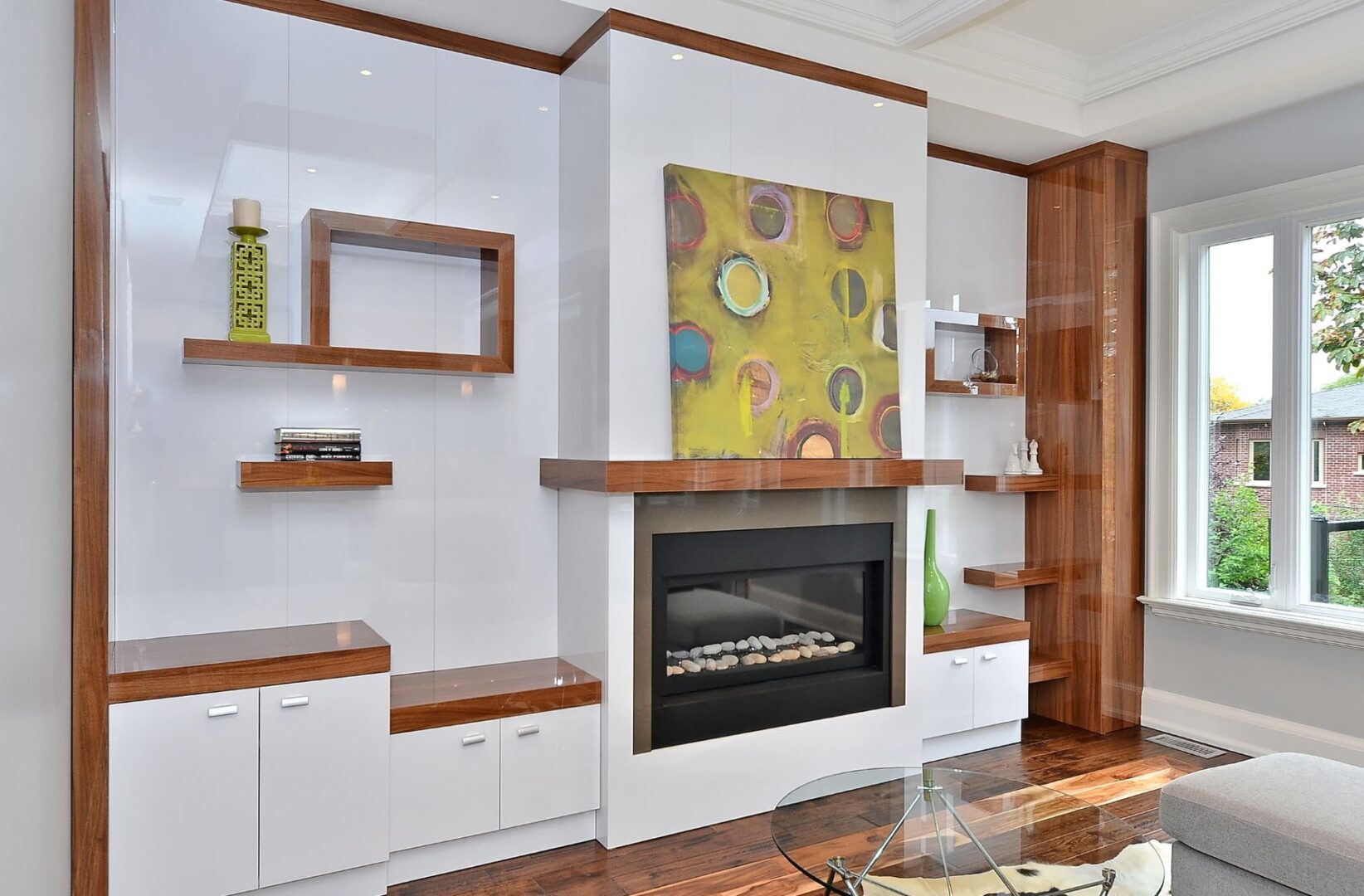 A Fire Space With White Cabinets and Wood Counters