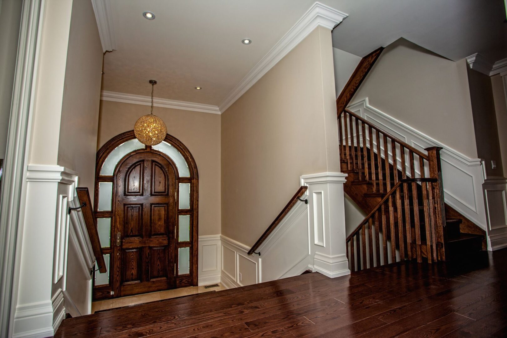 view of the downstairs to entrance door